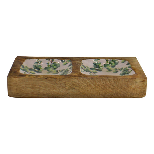 Wood & Enamel 2 Portion Snack Serving Tray