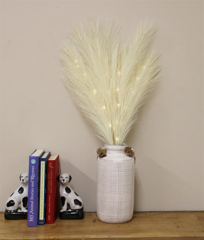 Set of Five Cream Led Pampas Grass Stems