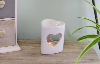 Heart Shaped White Ceramic Oil Burner