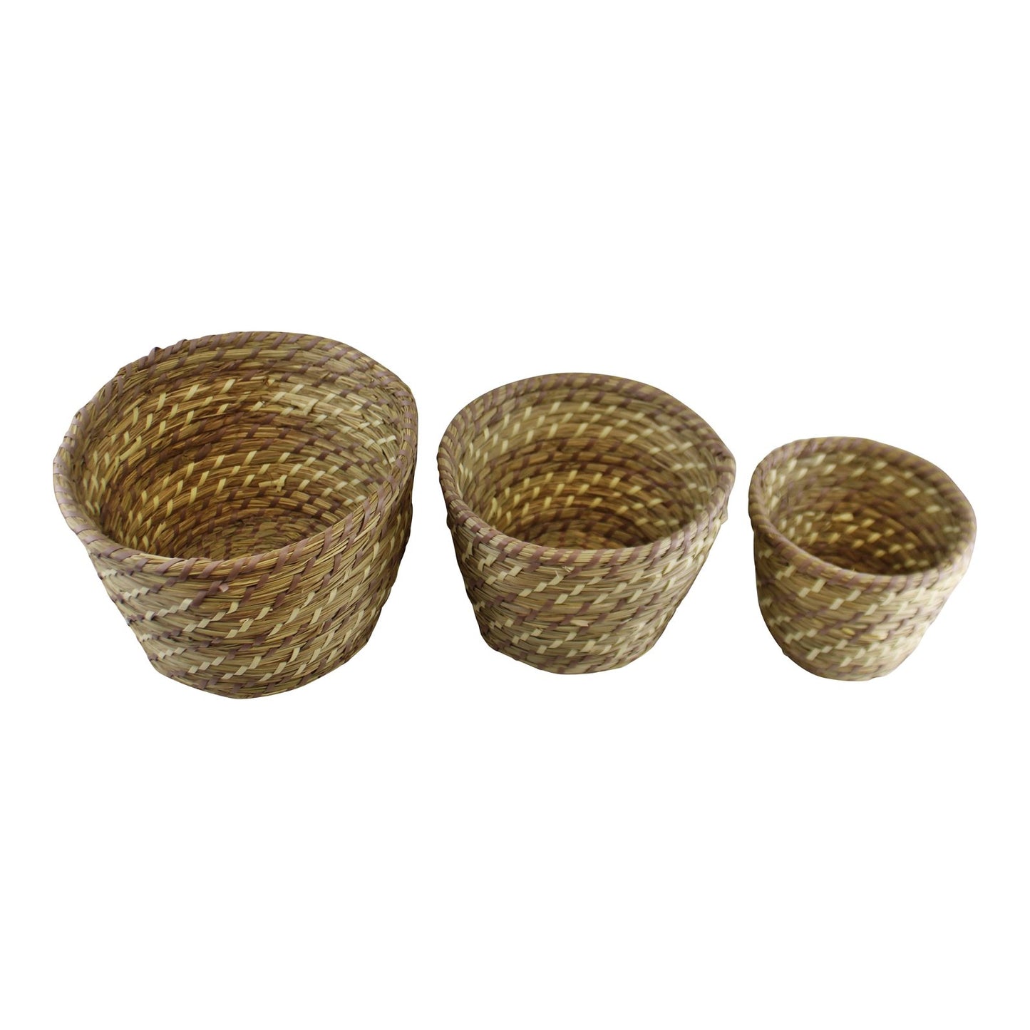 Set Of 3 Woven Grass Planters