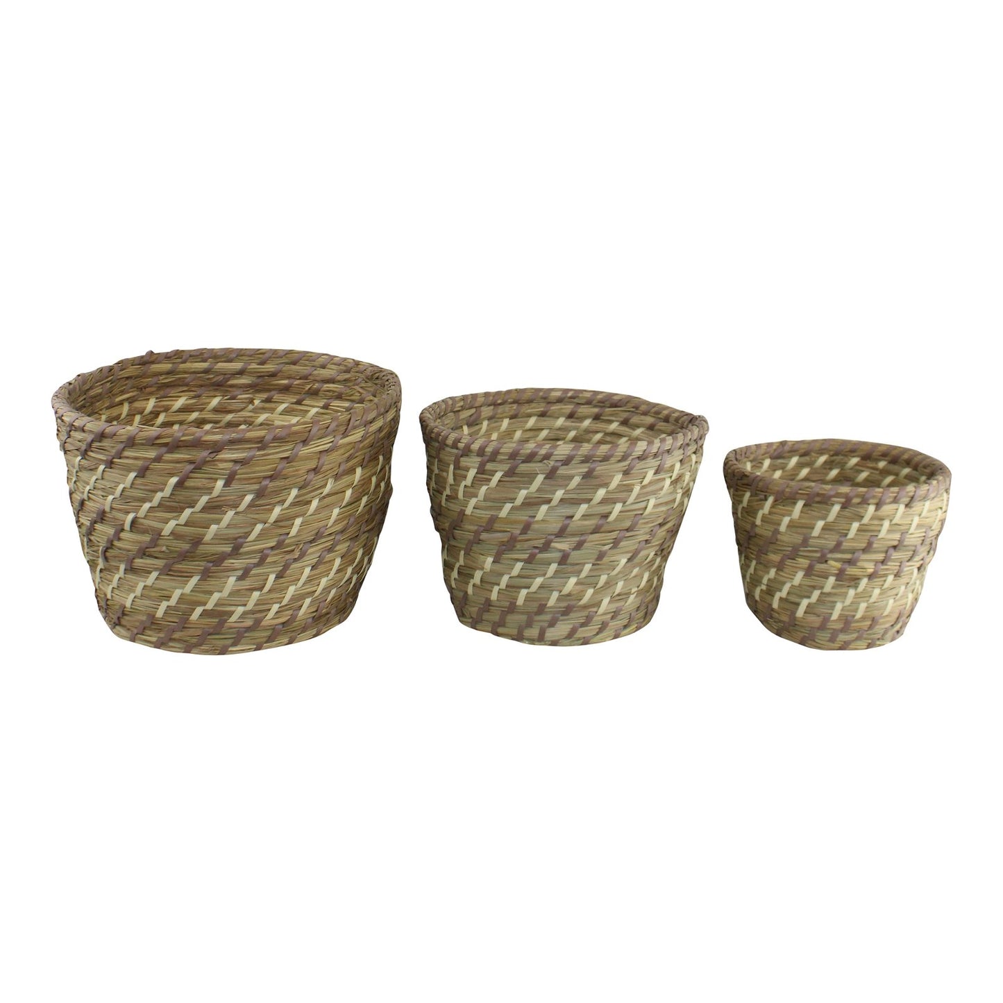 Set Of 3 Woven Grass Planters