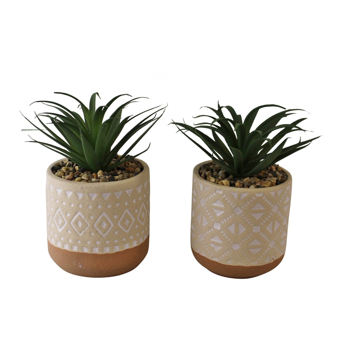 Set of 2 Faux Succulents In Ceramic Pots