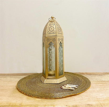 Kasbah Gold Metal Lantern 32cm