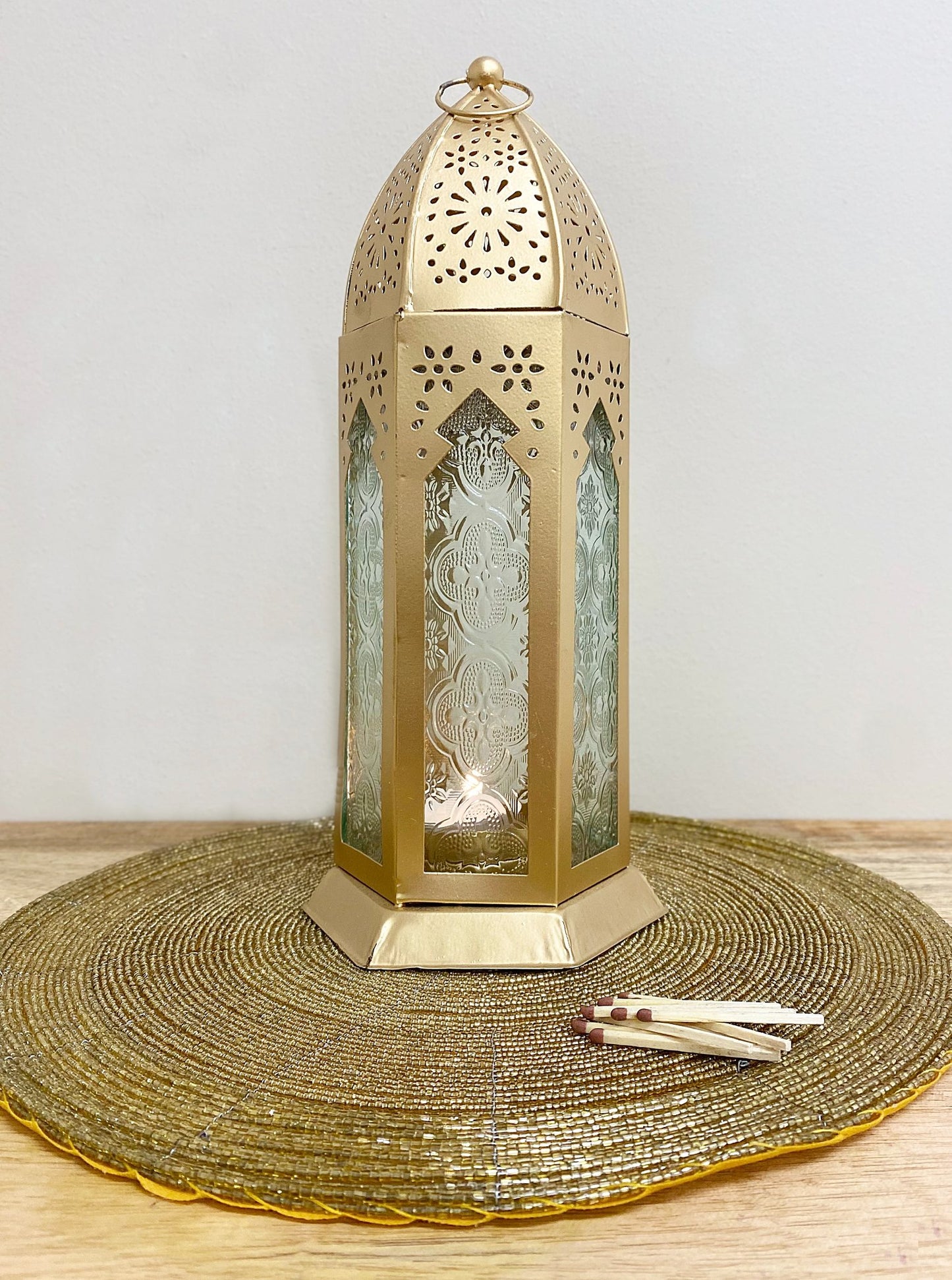 Kasbah Gold Metal Lantern 32cm