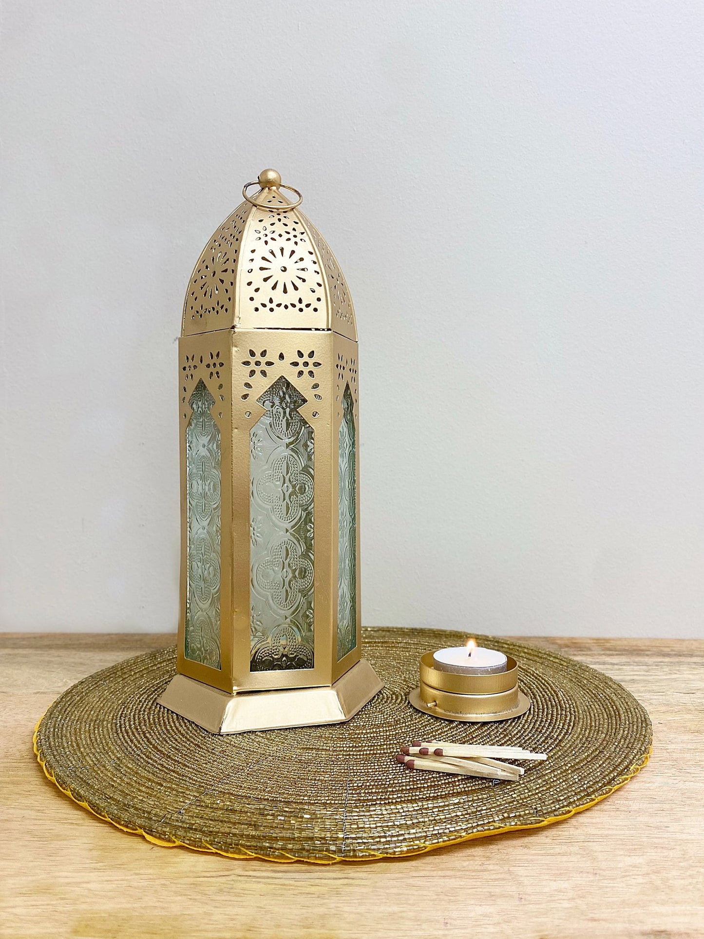 Kasbah Gold Metal Lantern 32cm