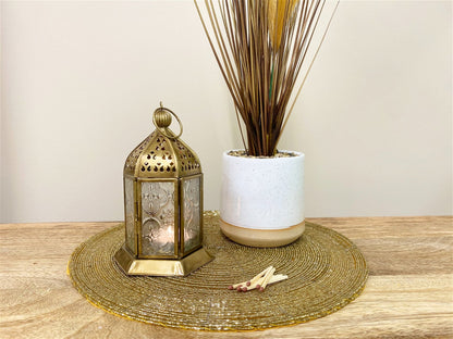 Kasbah Gold Metal Lantern Tealight or Candle Holder 16.5cm