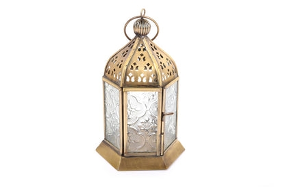 Kasbah Gold Metal Lantern Tealight or Candle Holder 16.5cm