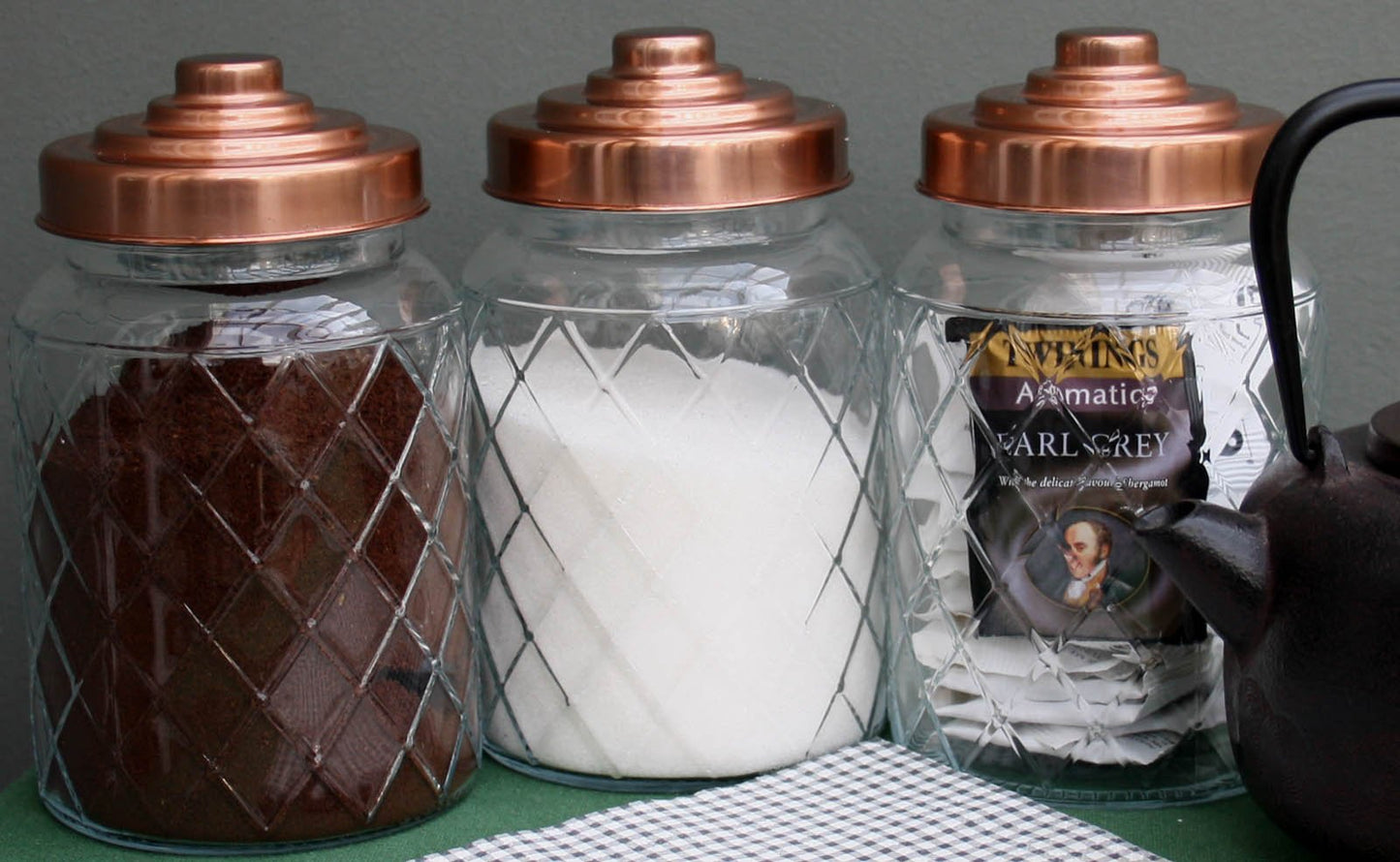 Round Glass Jar With Copper Lid - 7 Inch