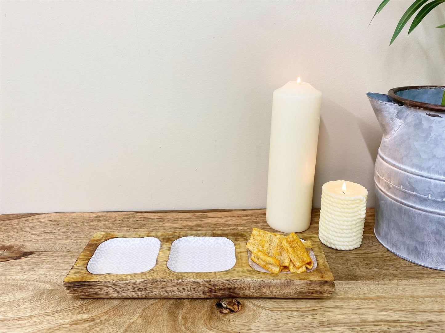 Wooden Enamel Snack Bowls Tray 30cm