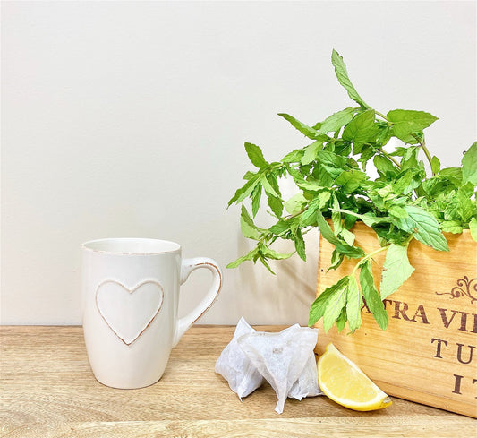 Heart Embossed Cream Mug 11cm