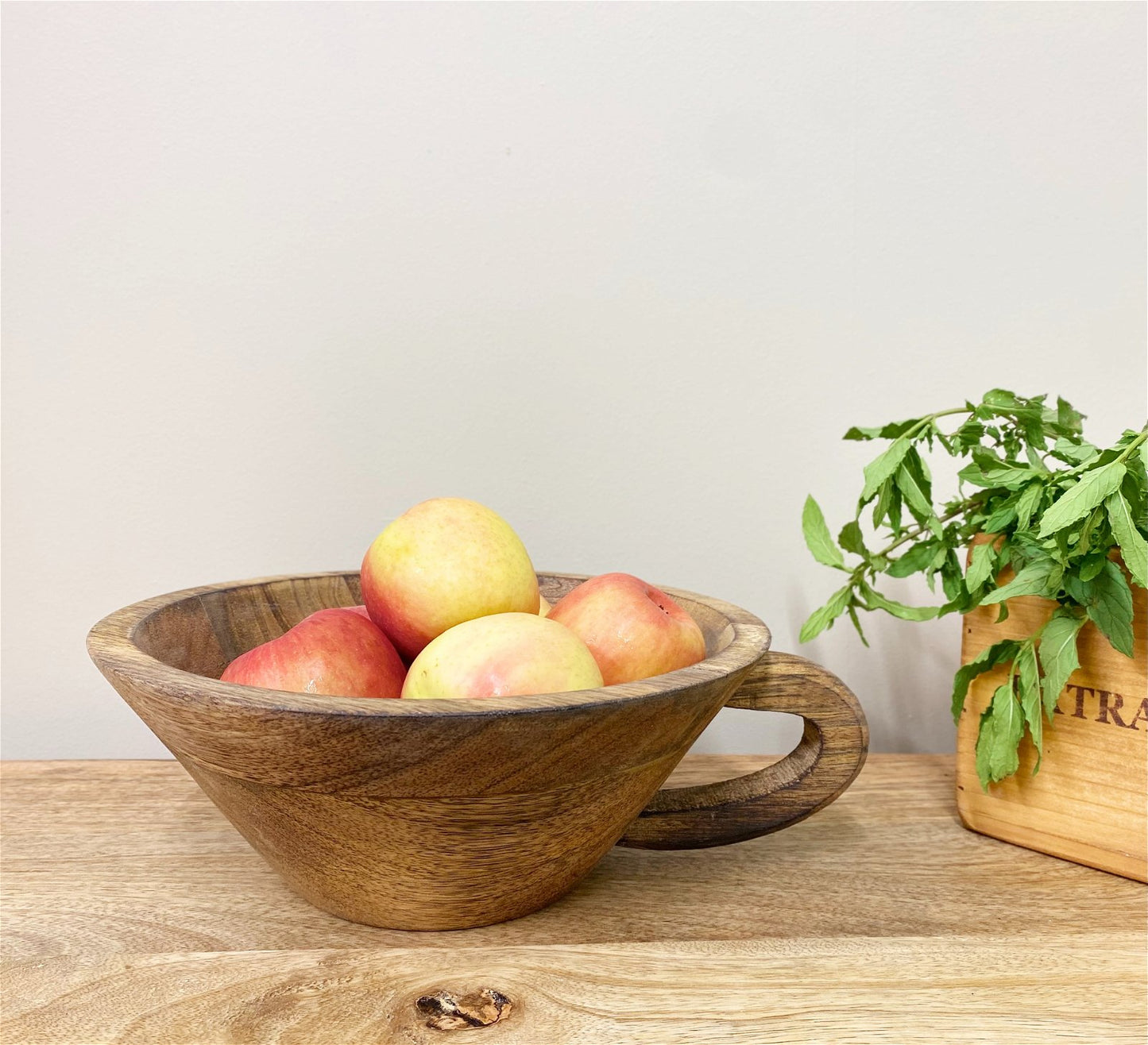 Wooden Bowl With Handle 30cm