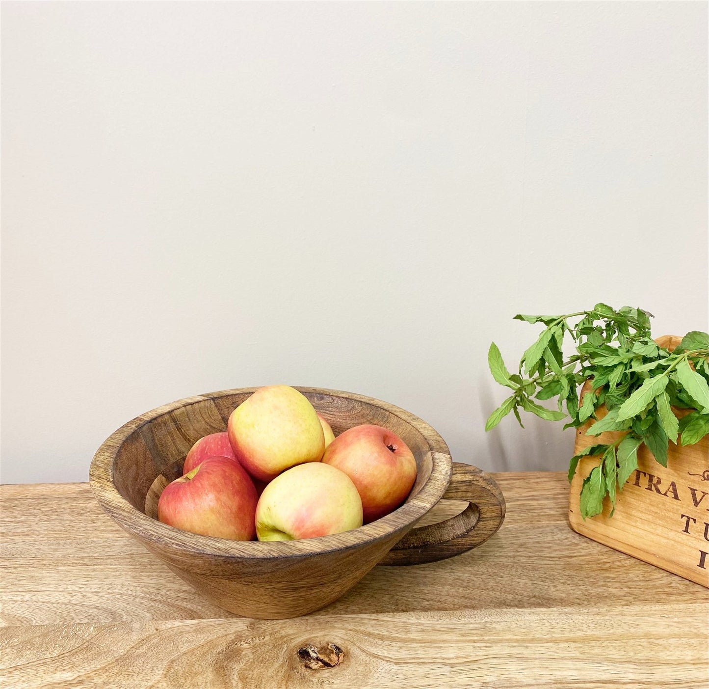 Wooden Bowl With Handle 30cm