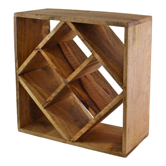 Small Mango Wood Wine Rack, Holds 4 Bottles