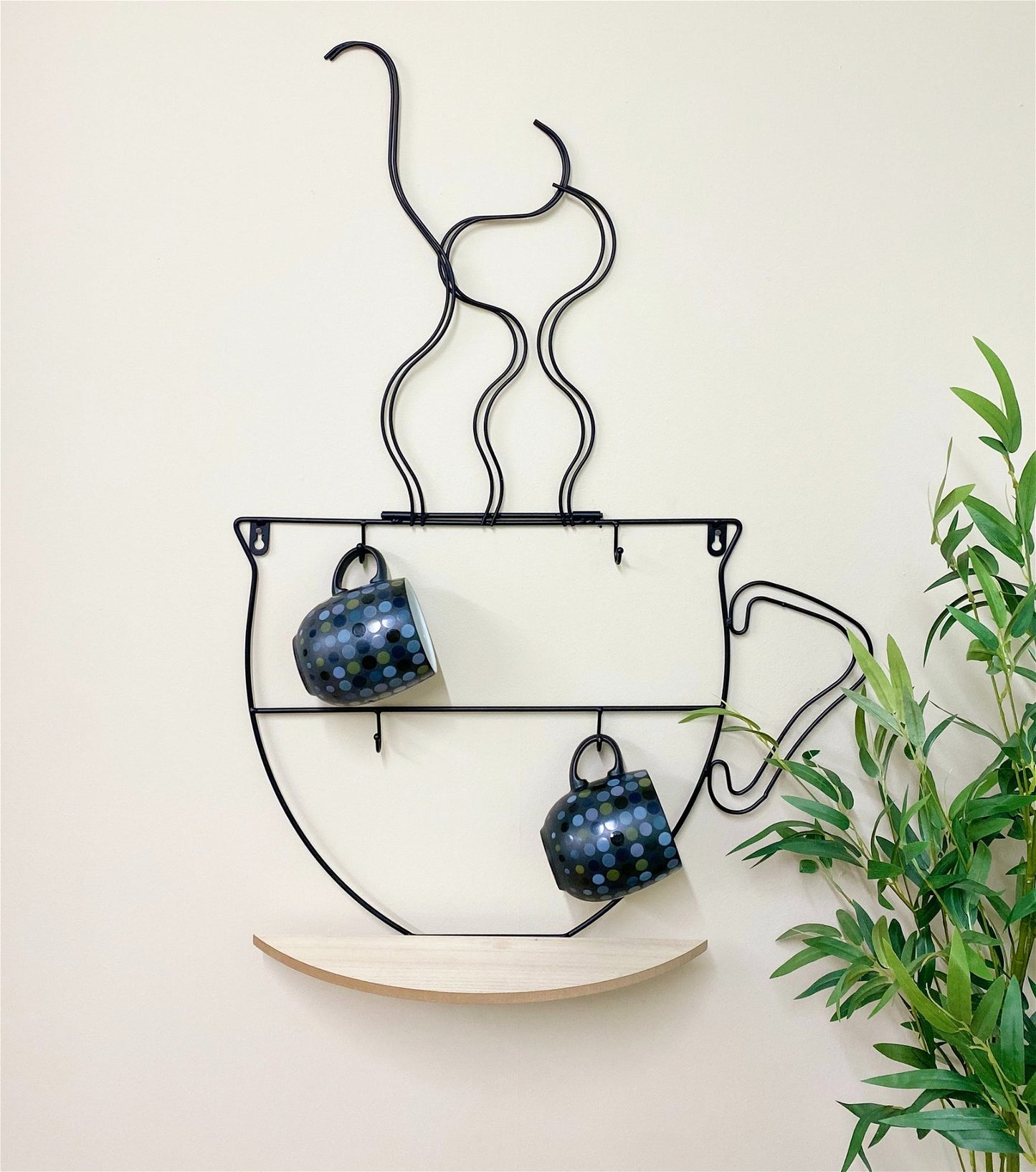 Wall Mounted Wire Cup Hanger Wall Shelf