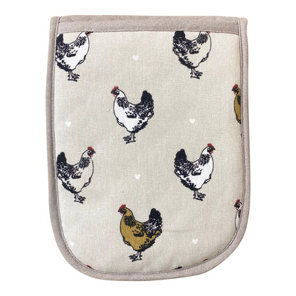 Double Oven Glove With A Chicken Print Design