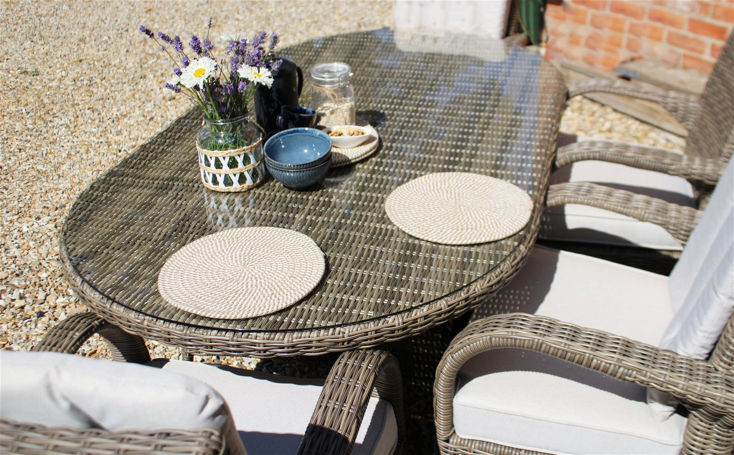 Set of Four Stripey Woven Place Mats