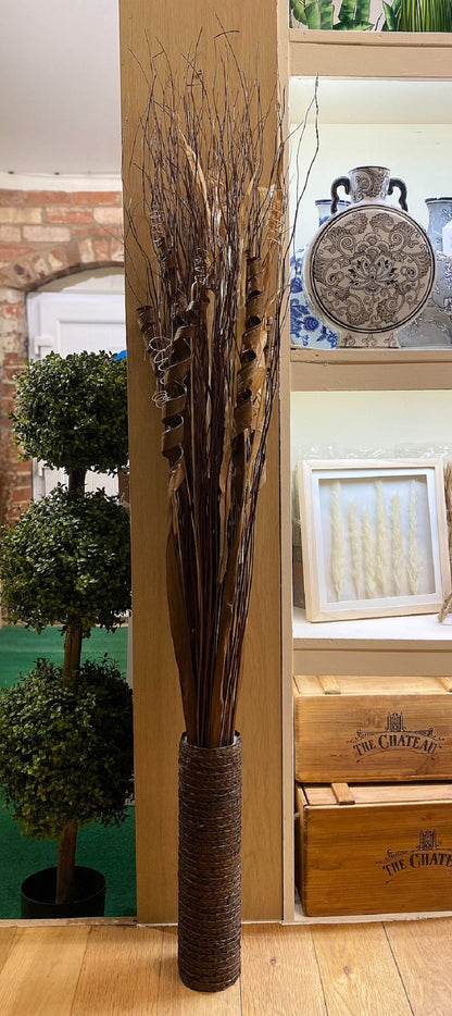 Assorted Leaves & Grasses In A Woven Brown Pot 150cm