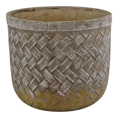 Weave Effect Cement Pot, Large, 23cm diameter