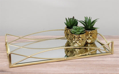 Gold Metal Mirrored Display Tray, 35x20cm.