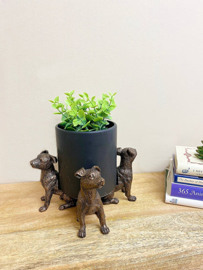 Set of Three Bronze Dog Pot Risers