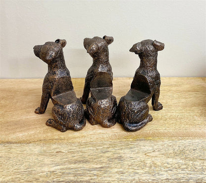 Set of Three Bronze Dog Pot Risers