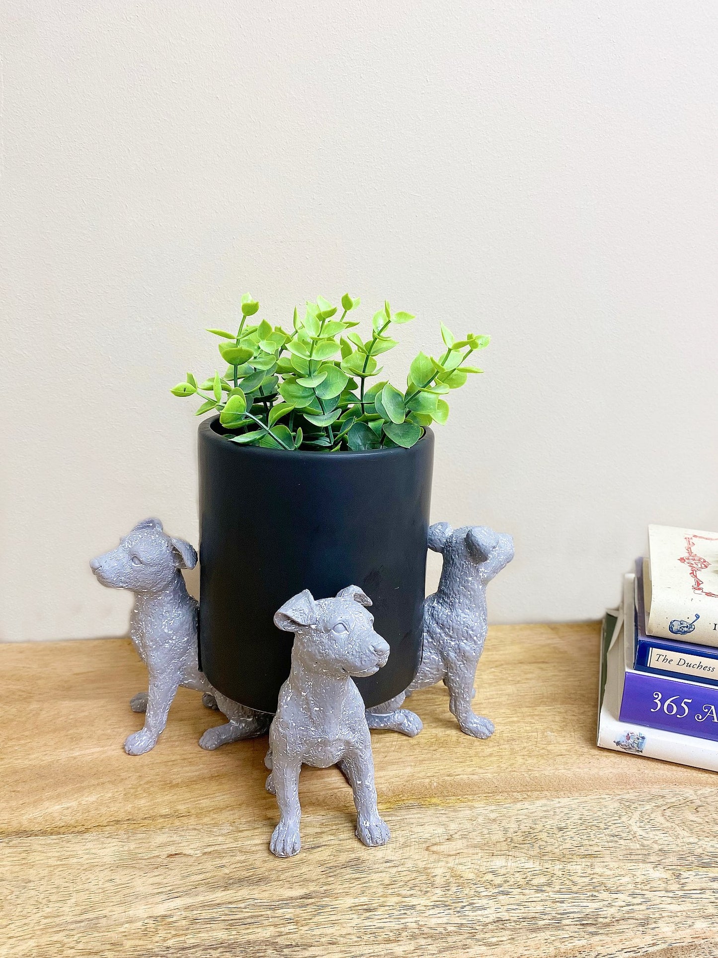 Set of Grey Dog Pot Risers