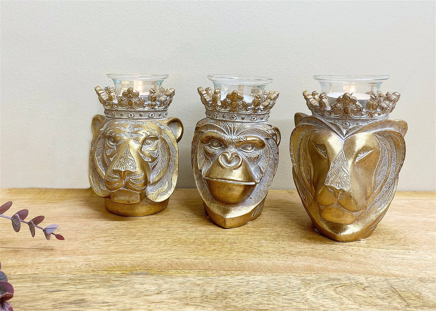 Set of 3 13cm Animal Head Candle Holder