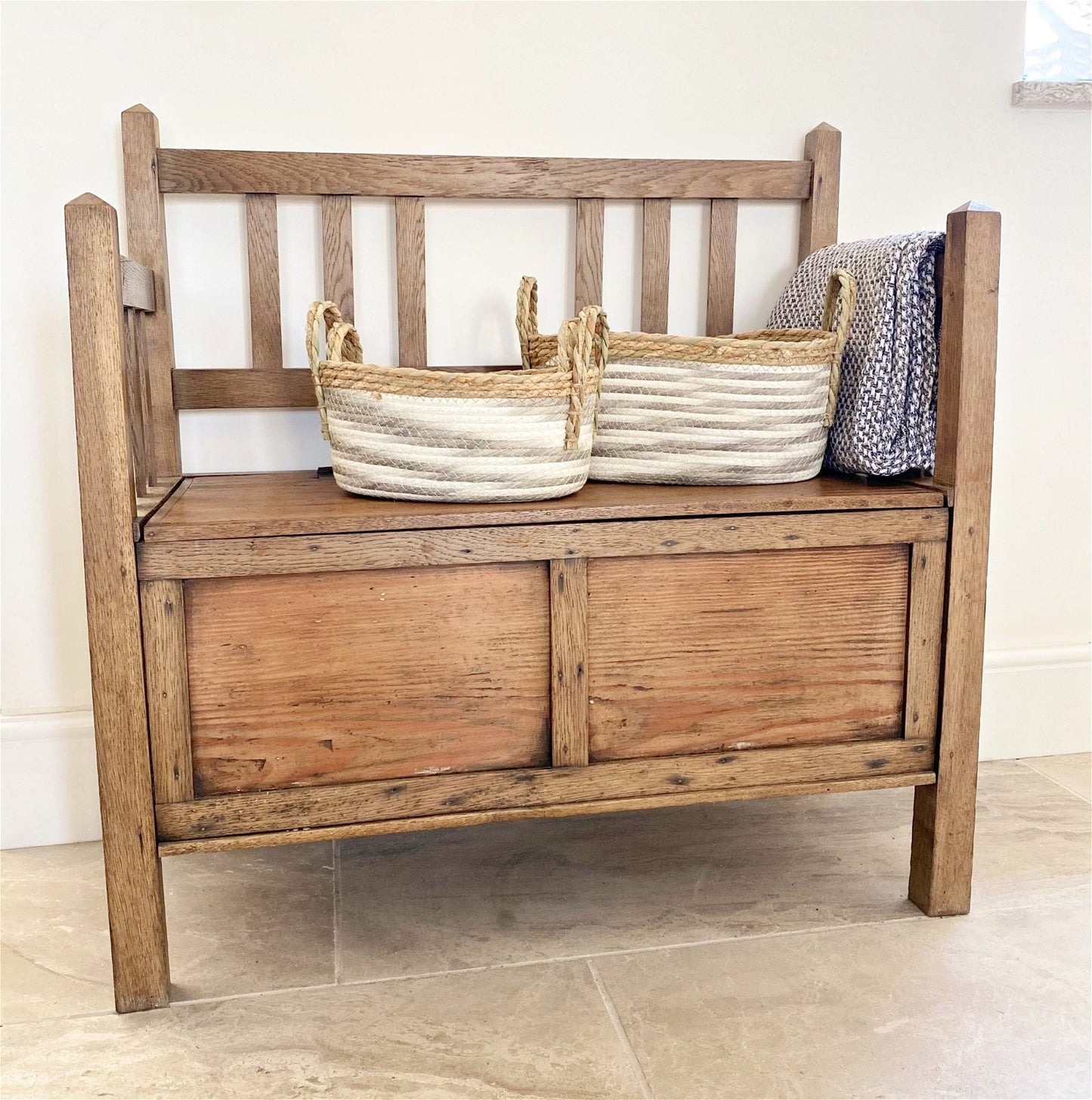 Set of Three Stripey Oval Storage Baskets