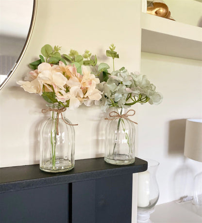 Set of Two Hydrangea in Glass Vases