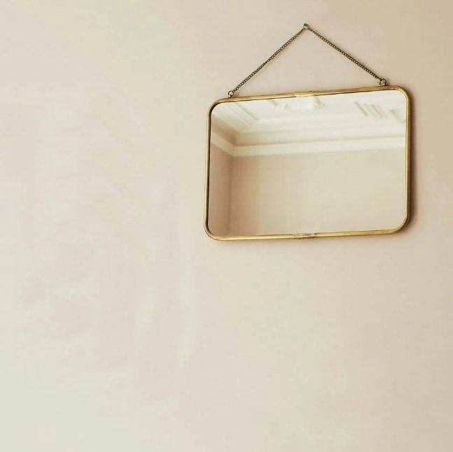 Gold Hanging Rectangle Mirror