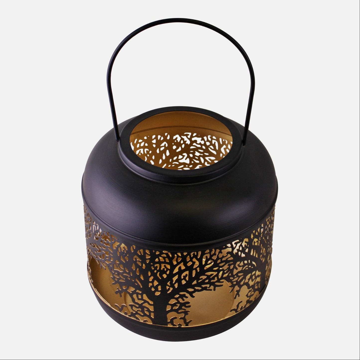 Large Tree Of Life Cutout Design Black Candle Lantern