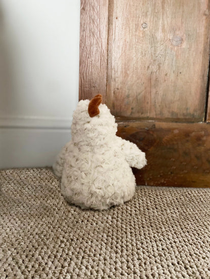 Curled Fur Fabric Brown Chicken Doorstop