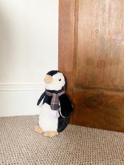 Faux Fur Fabric Penguin Doorstop