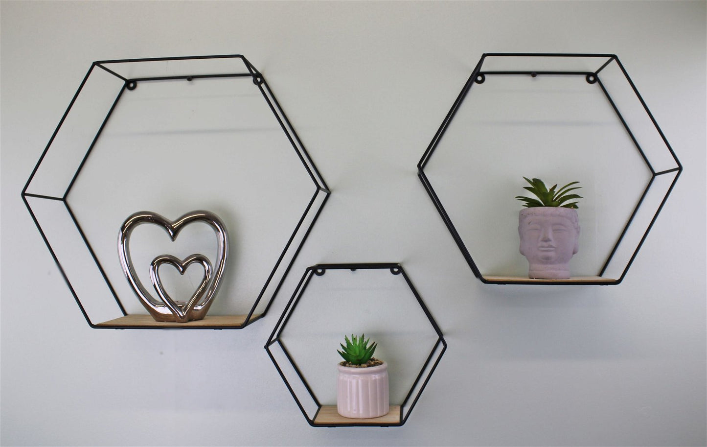 Set Of 3 Hexagonal Wall Shelves