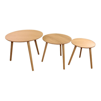 Set of 3 Round Nest Of Tables, Wooden Finish