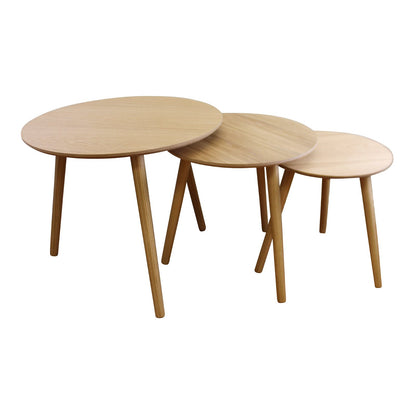 Set of 3 Round Nest Of Tables, Wooden Finish