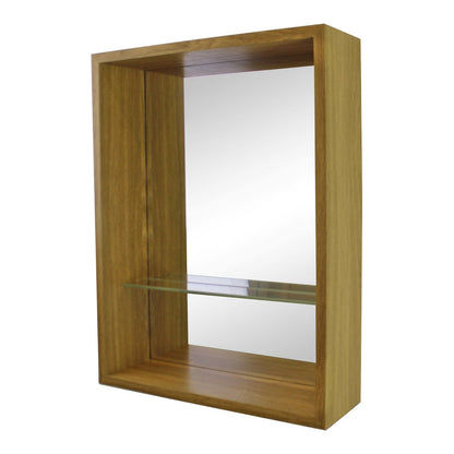 Large Veneered Mirror Shelf Unit, 31x41cm