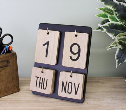 Wooden Freestanding Photo Frame Style Perpetual Calendar