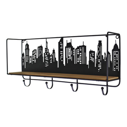 City Skyline Shelf Unit With 4 Hooks