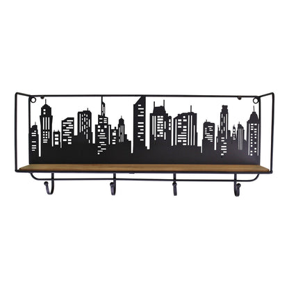 City Skyline Shelf Unit With 4 Hooks