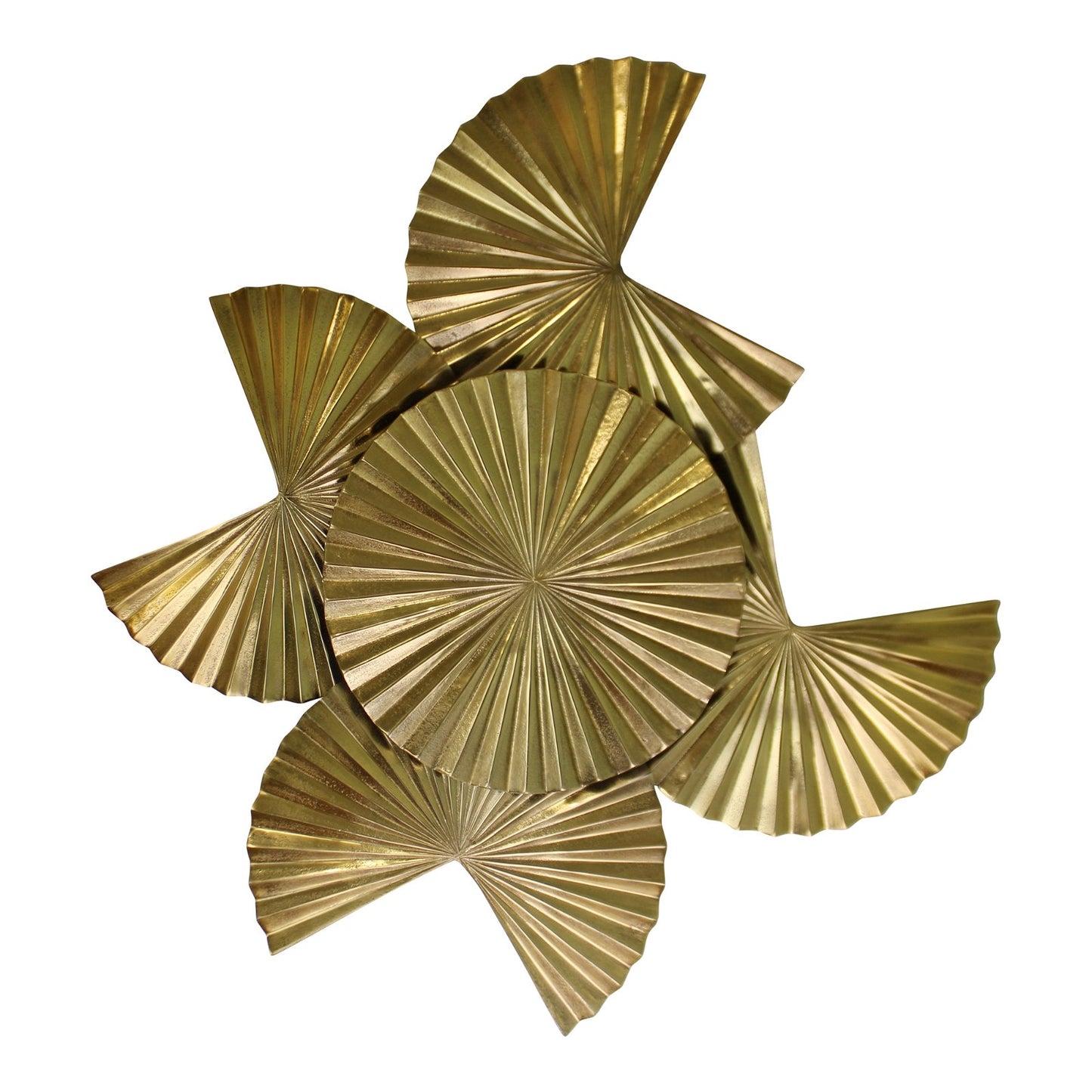 Large Gold Metal Wall Art, Fan Design 93x84cm