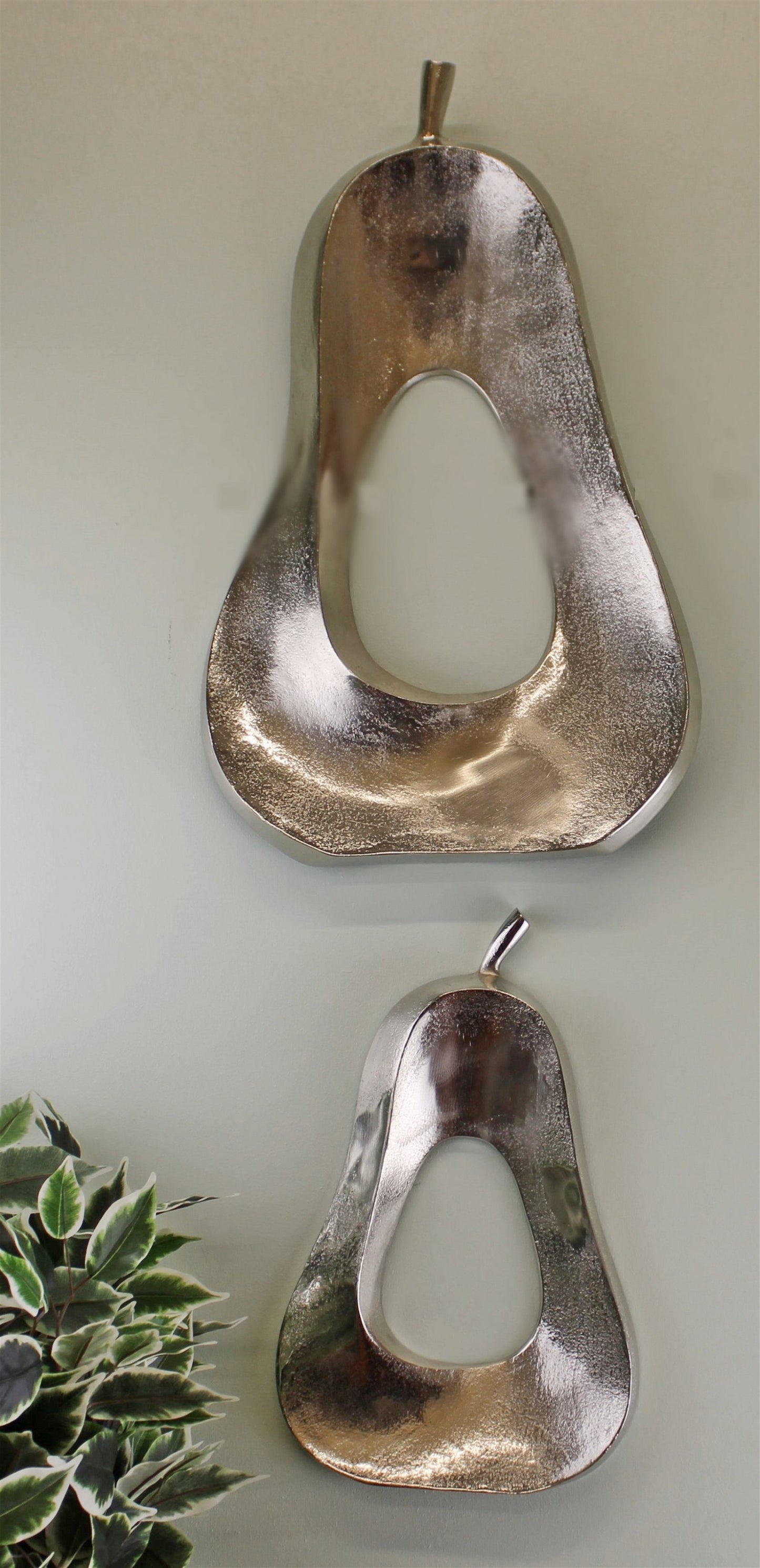 Set of 2 Silver Metal Wall Hanging Art, Pears