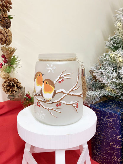 Christmas Robin Lantern With Rope Handel