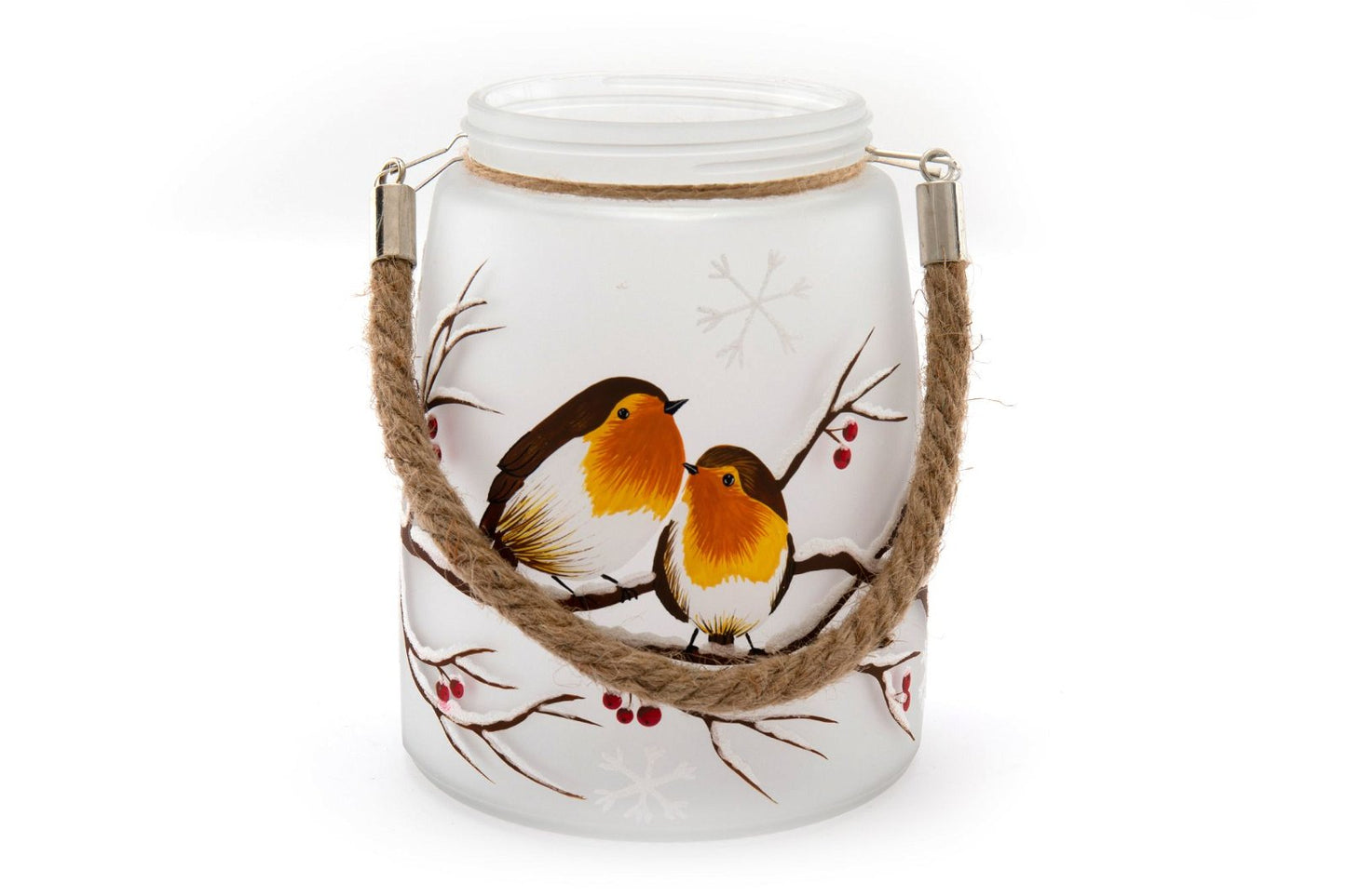 Christmas Robin Lantern With Rope Handel