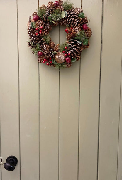 Fir Cone & Red Berry Botanical Dried Cone Wreath