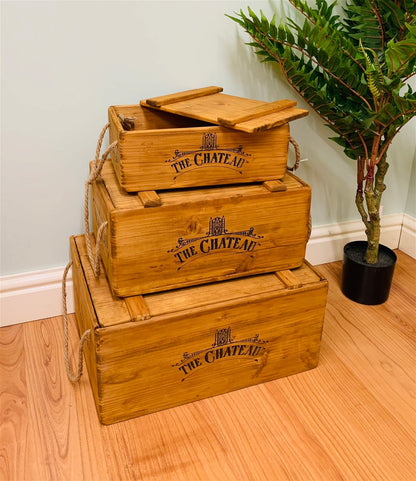 Set Of 3 The Chateau Rustic Vintage Crates