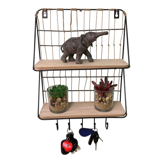 Synergy Wooden Shelf with 4 Hooks