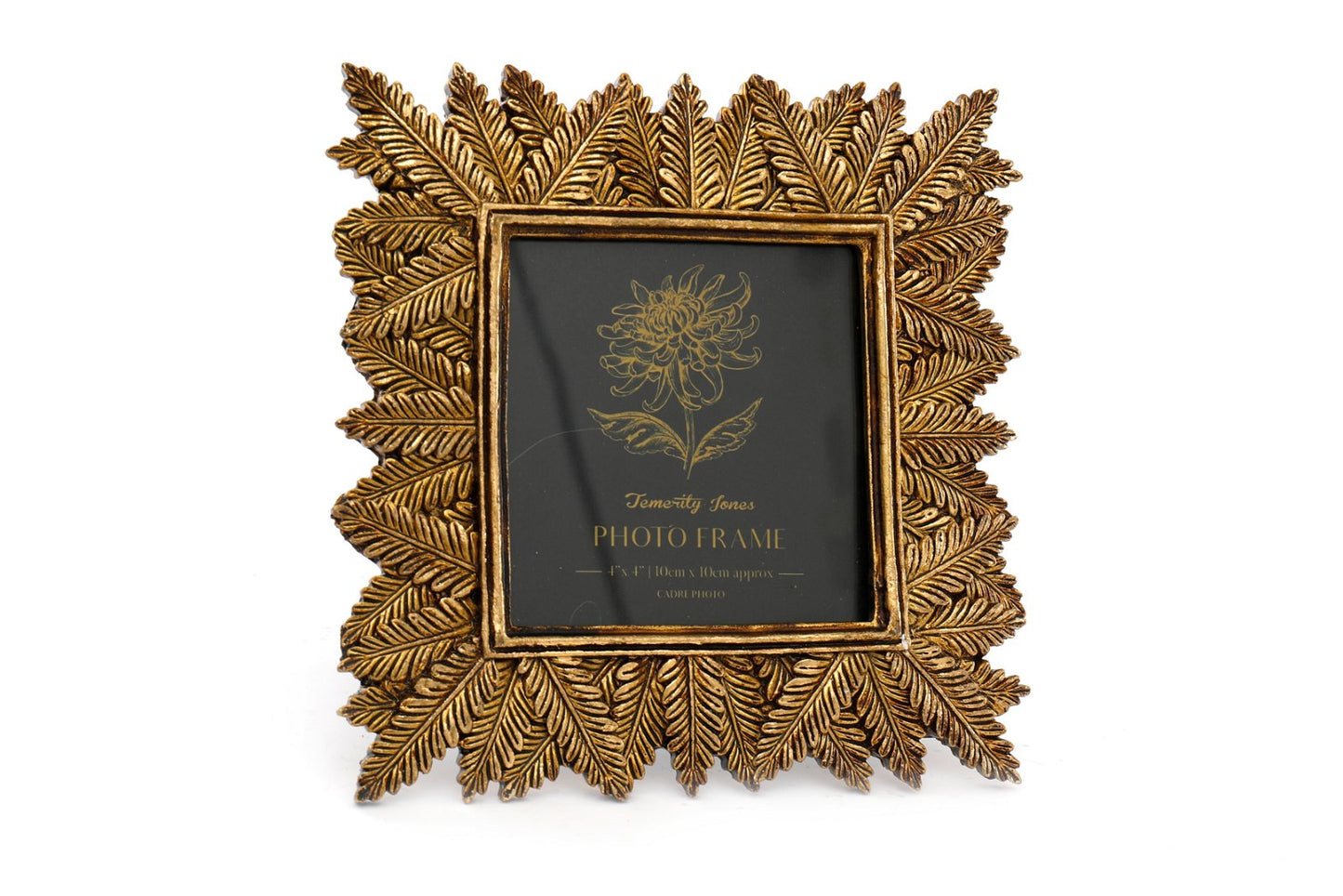 Photo Frame Edged With Golden Leaf Design 4x4"