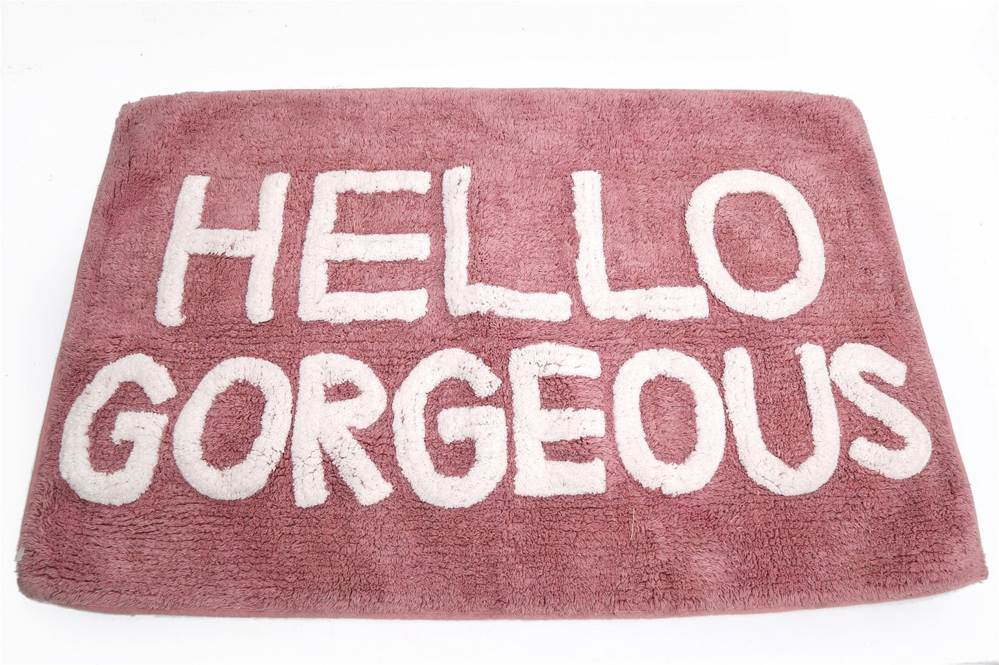 Pink Fabric Bath Mat "Hello Gorgeous"