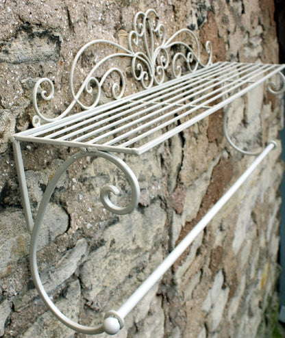 Cream Scroll Towel Rail And Shelf